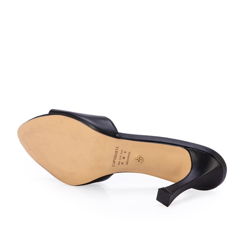MULE SALTO ALTO PRETA DE COURO image number 3