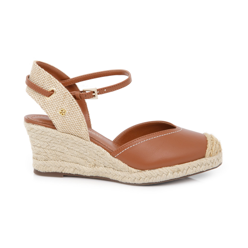 SANDÁLIA ANABELA CARAMELO COURO E JUTA image number 0