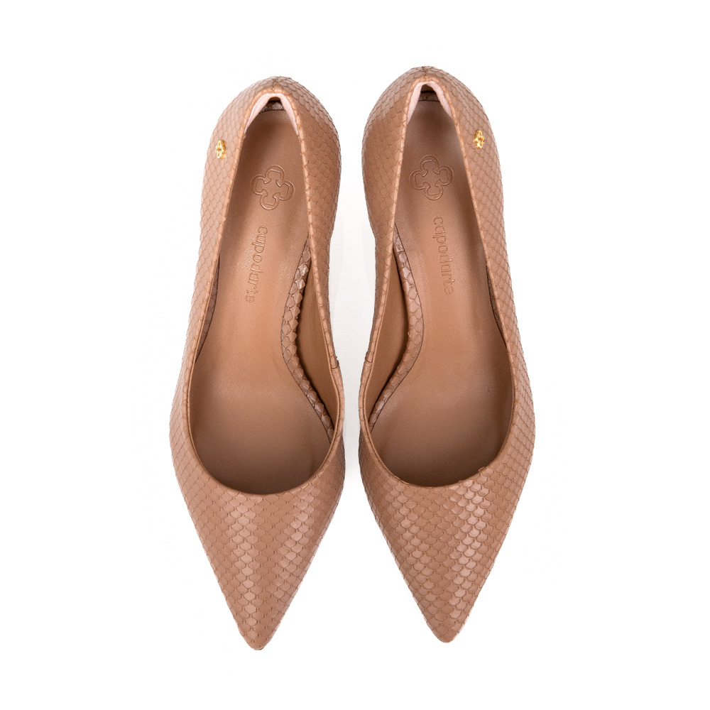 SCARPIN BEGE SALTO FINO DE COURO PITONE image number 4