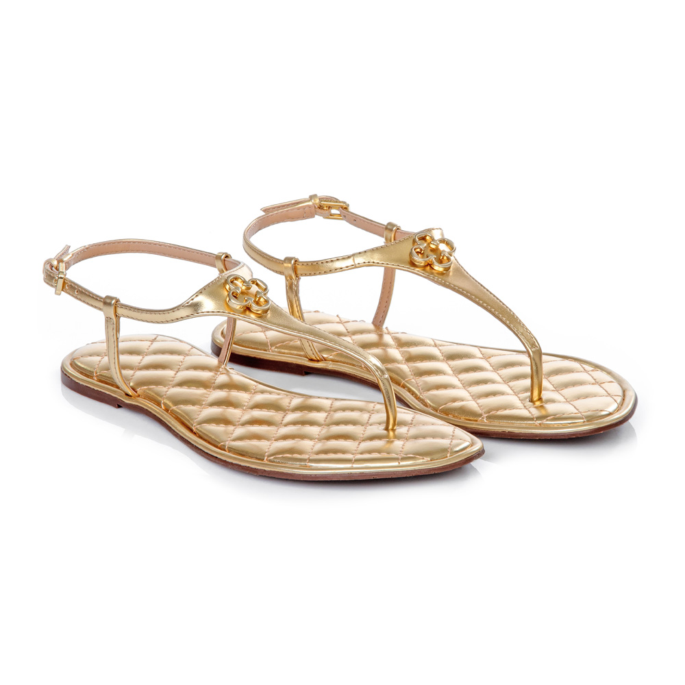 SANDÁLIA RASTEIRA DOURADA METALIZADA MATELASSÊ image number 1