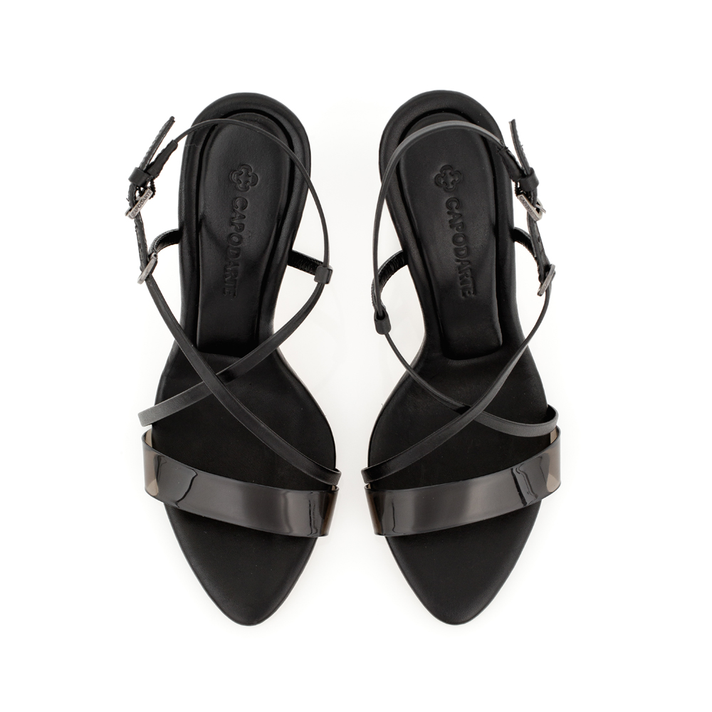 SAND&Aacute;LIA SALTO ALTO PRETA DE COURO TIRA VINIL image number 4