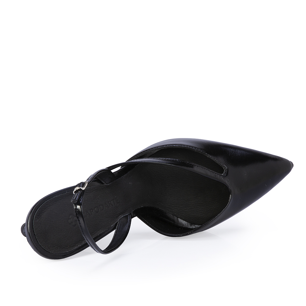 SCARPIN SLINGBACK PRETO COURO SALTO ANABELA image number 4