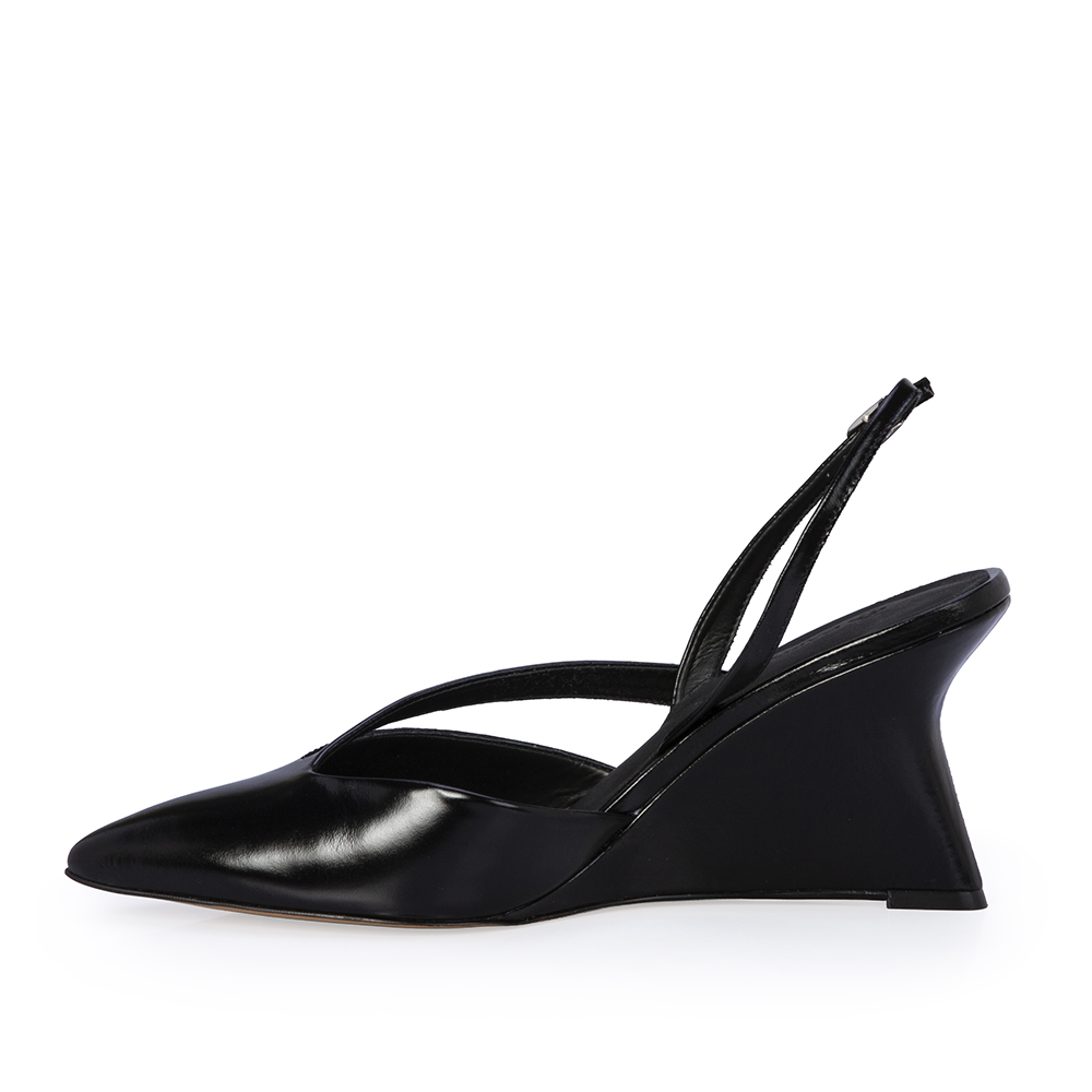 SCARPIN SLINGBACK PRETO COURO SALTO ANABELA image number 2