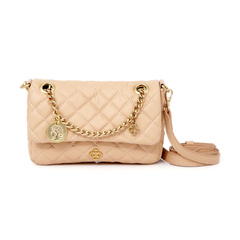 BOLSA PEQUENA TIRACOLO COURO NUDE SEDA MATELASS&Ecirc; image number 0