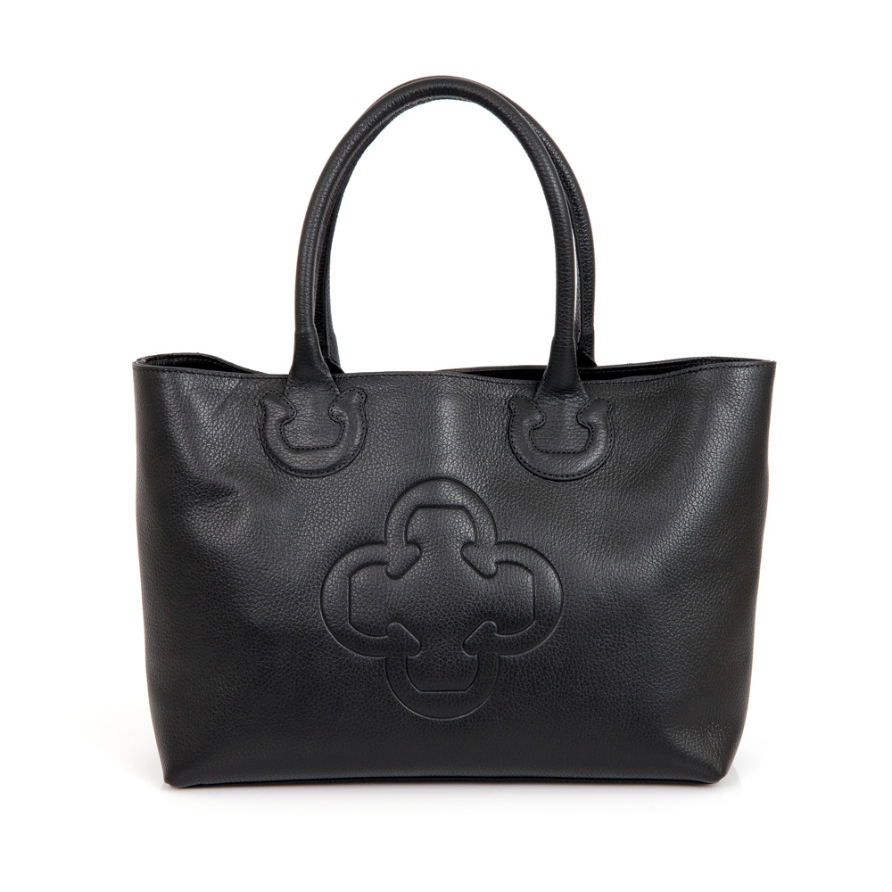 BOLSA SHOPPER PRETA DE COURO image number 0
