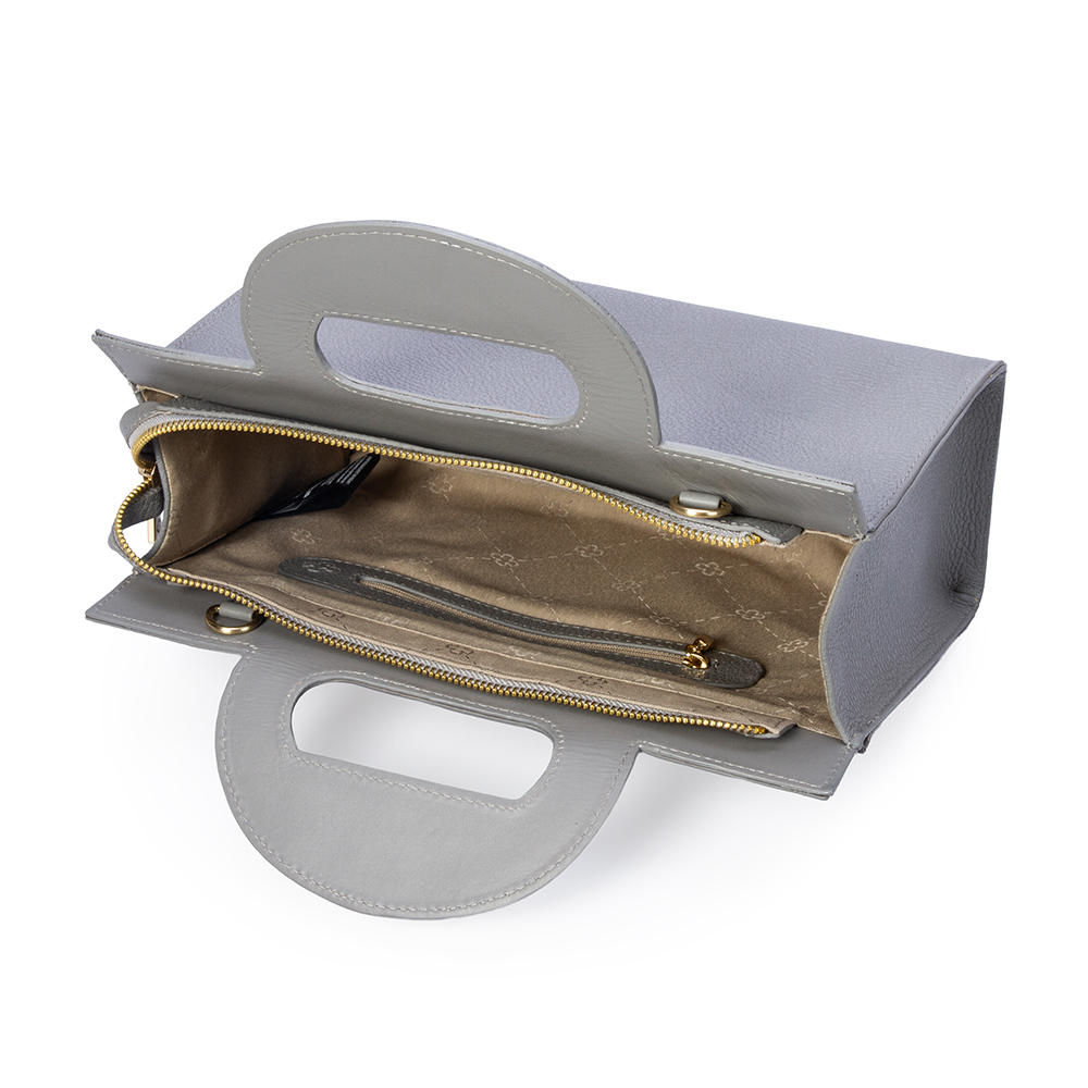 BOLSA TOTE CINZA CARBONO DE COURO image number 4