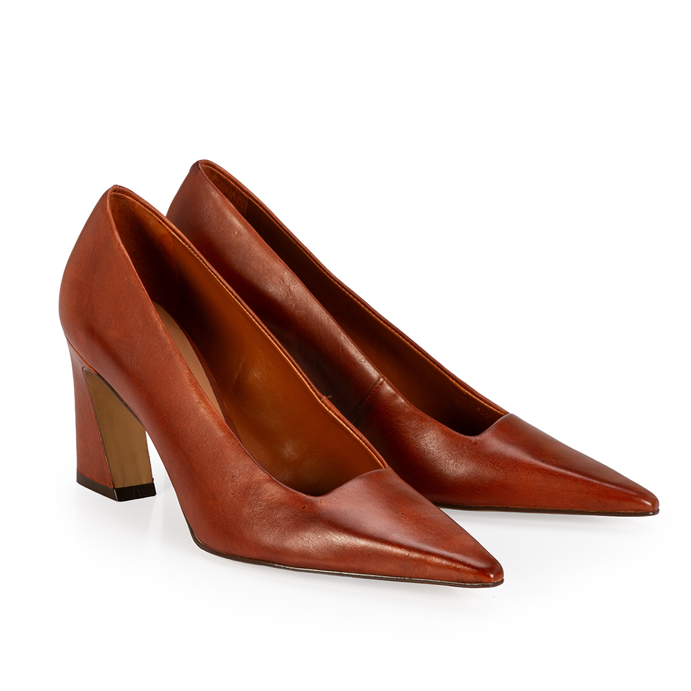 SCARPIN SALTO ALTO COURO CRU/CAMEL image number 1