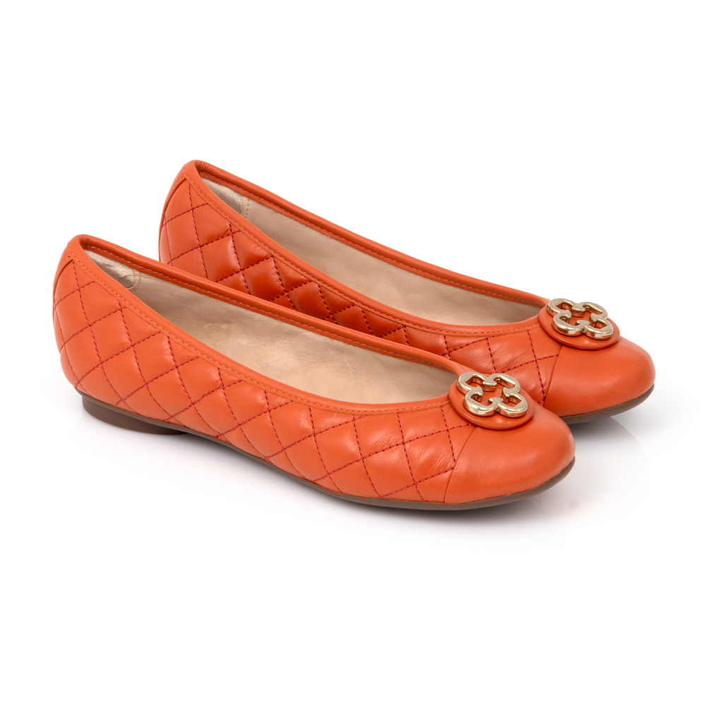 SAPATILHA CATHERINE VINTAGE DE COURO LARANJA MATELASS&Ecirc; image number 1