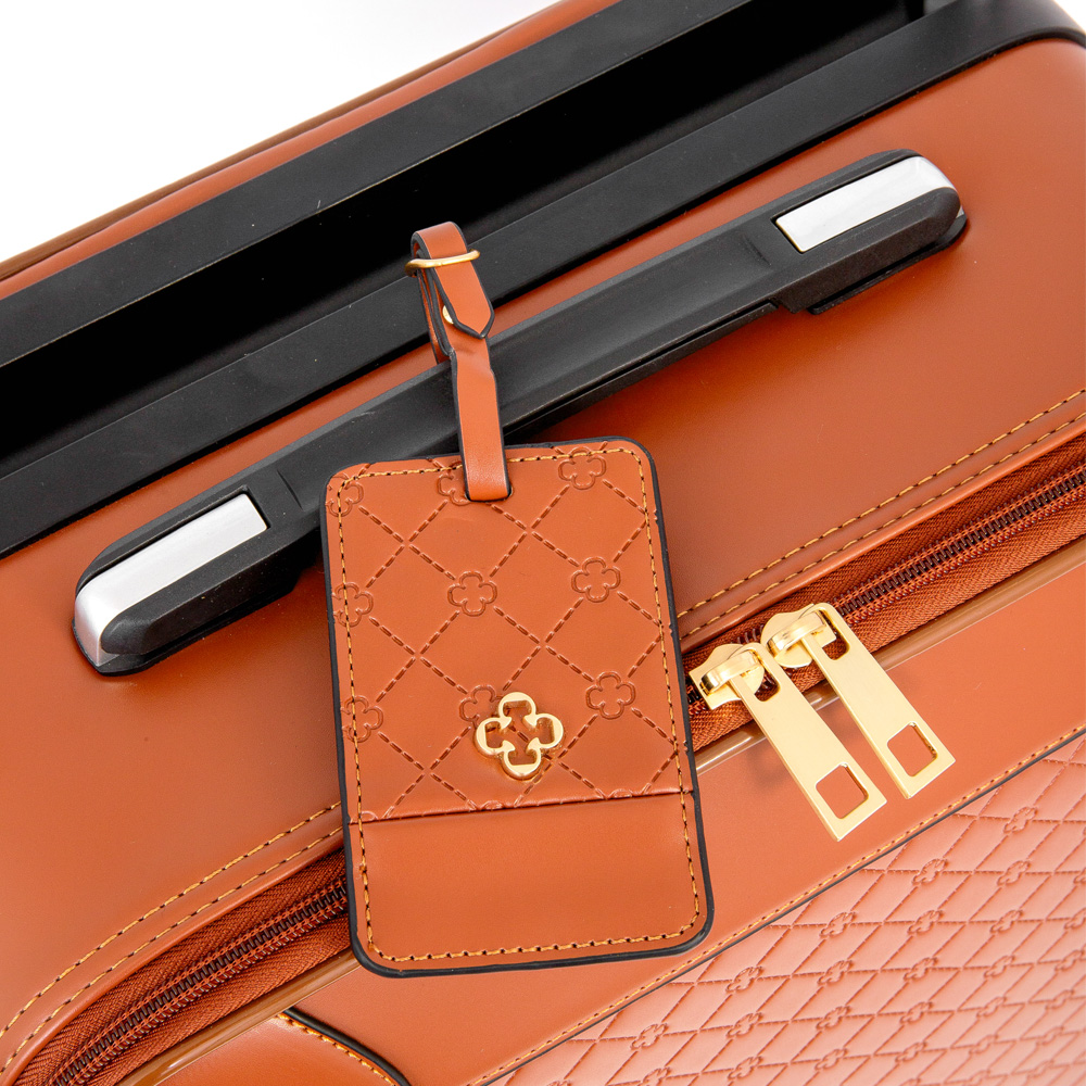 MALA DE BORDO 4 RODAS 360&deg; CARAMELO MONOGRAMA + TAG IDENTIFICA&Ccedil;&Atilde;O image number 4