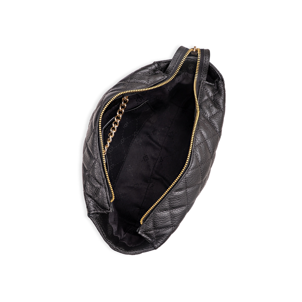 BOLSA M&Eacute;DIA DE COURO PRETA MATELASS&Ecirc; image number 4