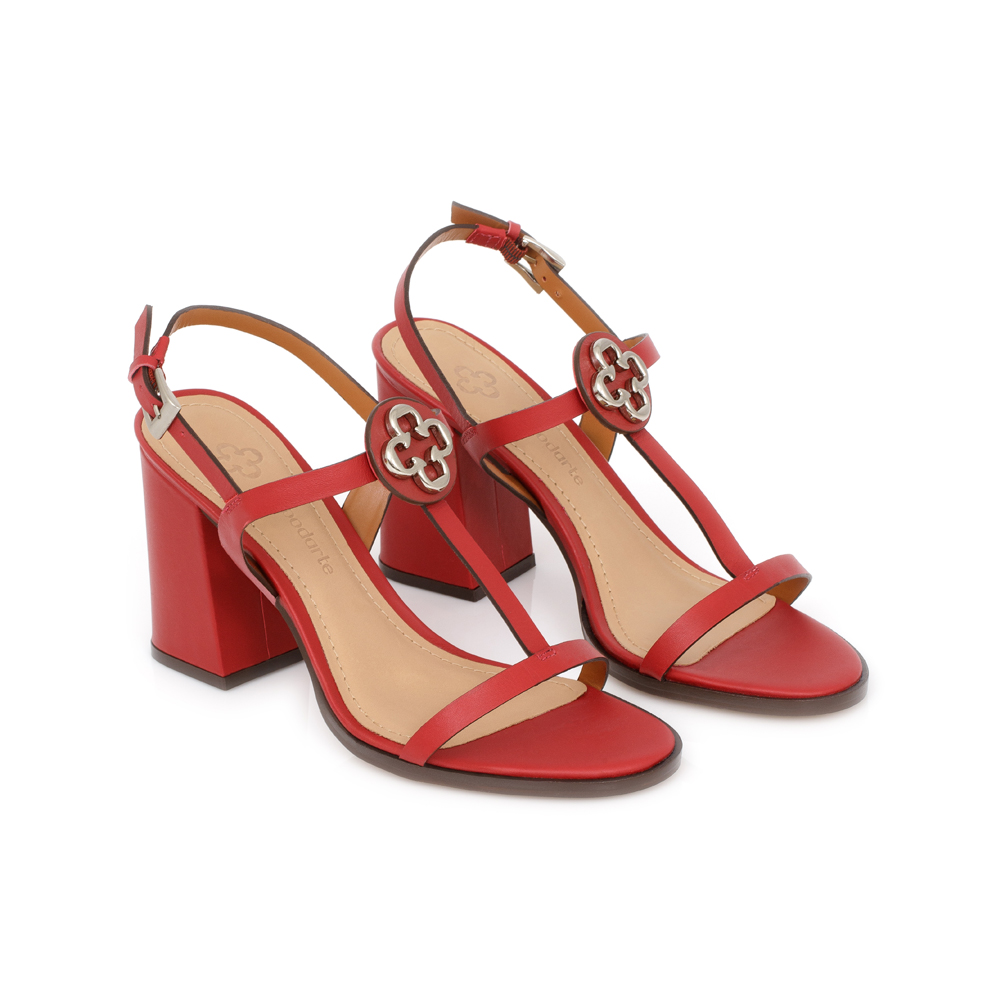 SANDÁLIA SALTO ALTO VERMELHO MERLOT DE COURO image number 1