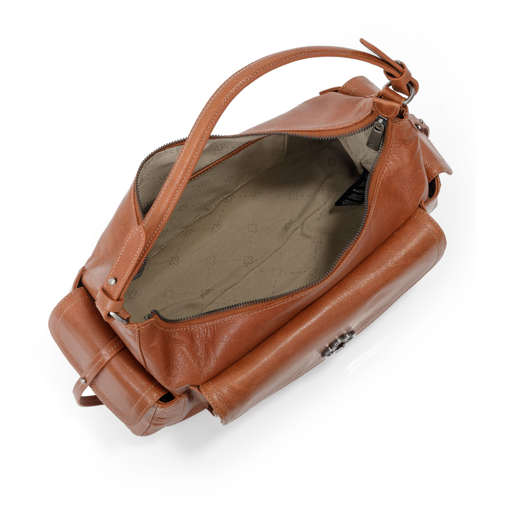 BOLSA MÉDIA DE COURO CARAMELO TOTE image number 4