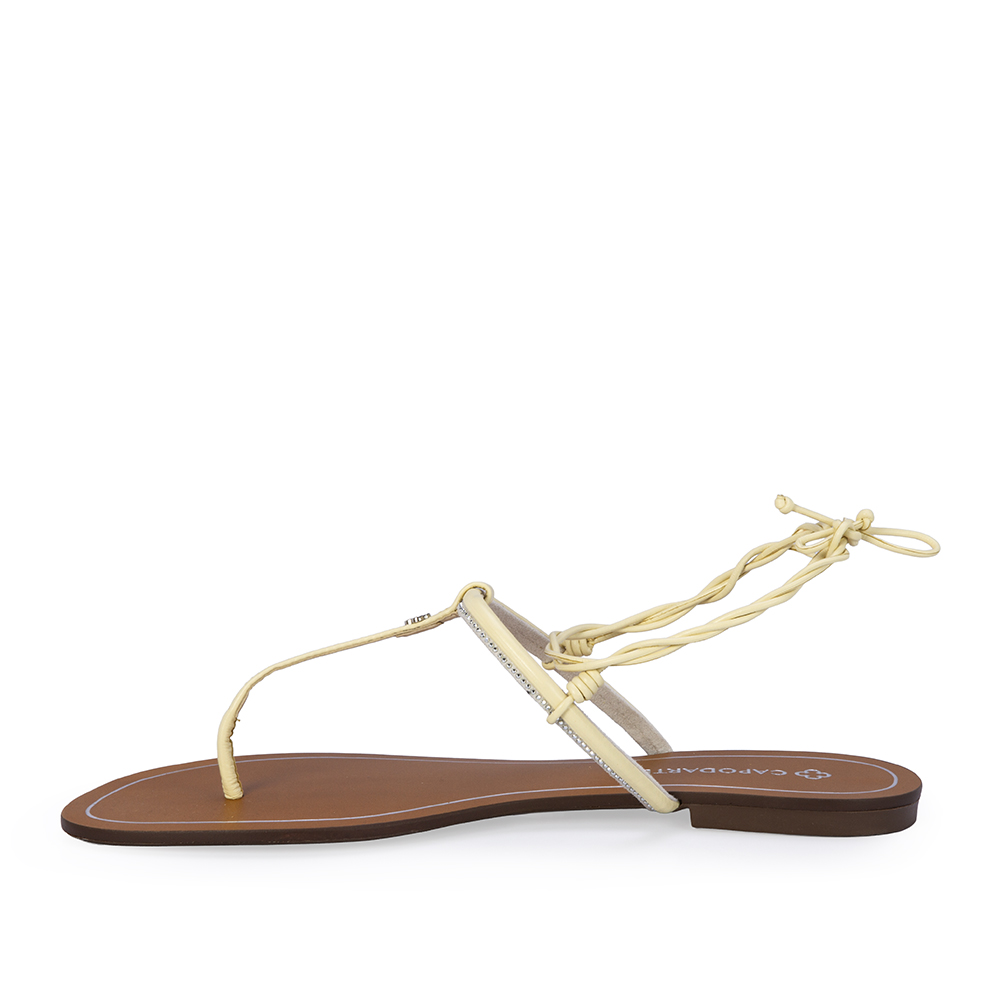 SANDÁLIA RASTEIRA CREME BRULLE DE COURO AMARRAÇÃO image number 2