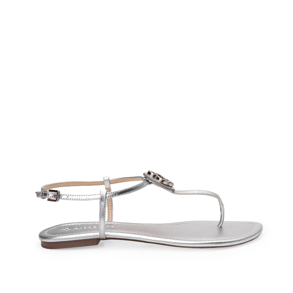 SAND&Aacute;LIA RASTEIRA PRATEADA DE COURO METALIZADA image number 0