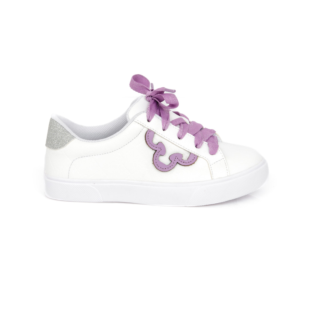 T&Ecirc;NIS INFANTIL BRANCO E LIL&Aacute;S MONOGRAMA AMARRA&Ccedil;&Atilde;O image number 0