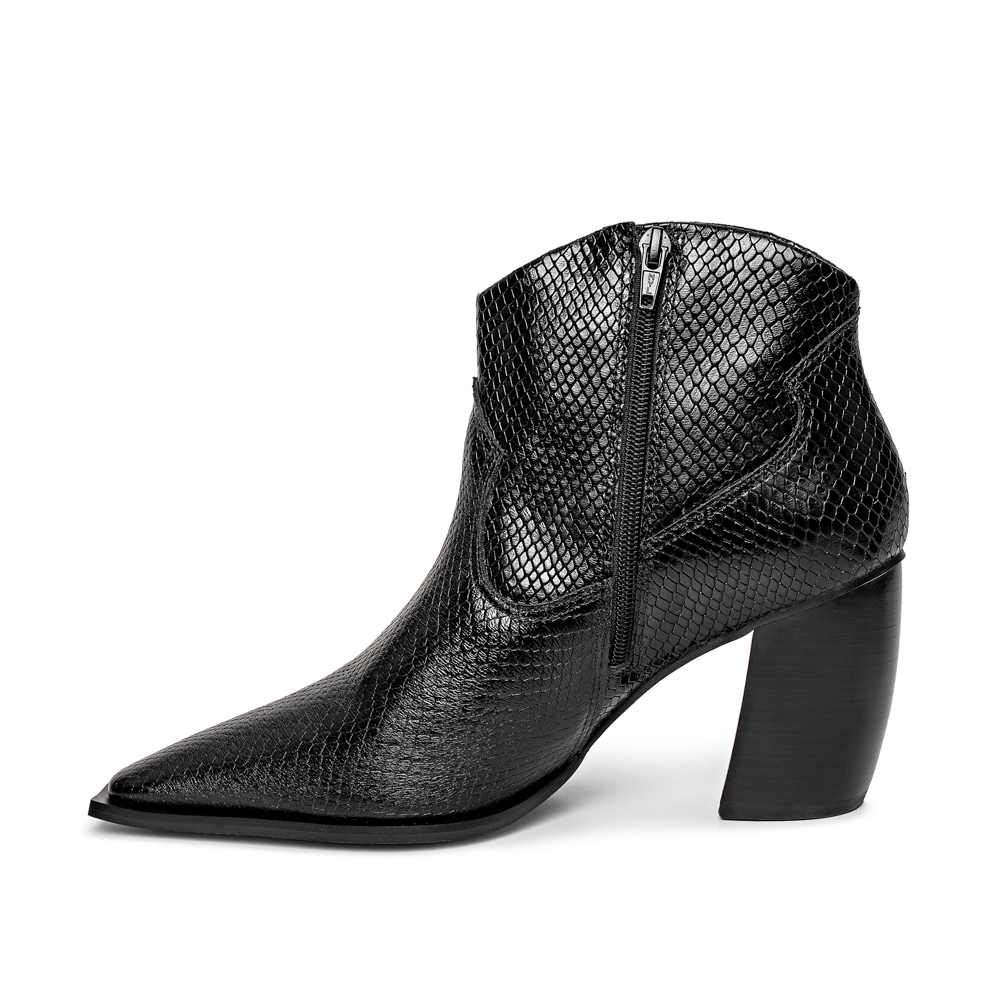 BOTA CANO CURTO PRETA DE COURO SERPENTE image number 2