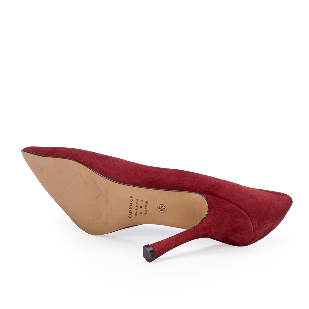 SCARPIN VERMELHO AMARONE SALTO ALTO DE COURO SUEDE image number 3