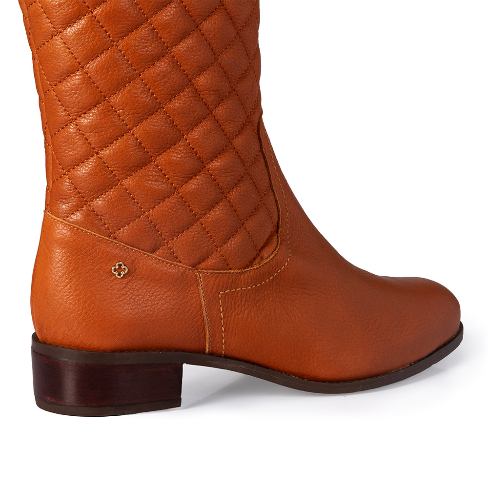 BOTA COURO CANO LONGO CARAMELO CAMEL MATELASS&Ecirc; image number 3