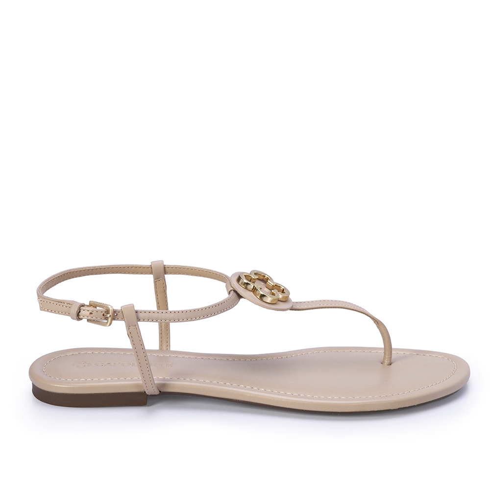 SAND&Aacute;LIA RASTEIRA DE COURO NUDE SEDA image number 0