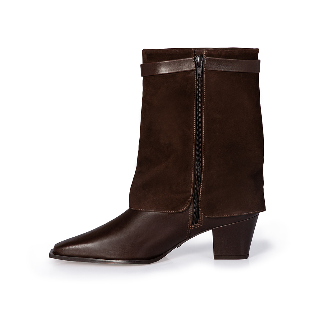 BOTA CANO M&Eacute;DIO MARROM DE COURO NOBUCK image number 2