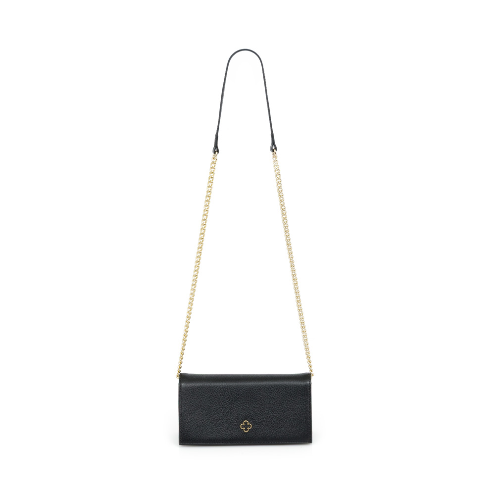 BOLSA PEQUENA PRETA DE COURO COM AL&Ccedil;A CORRENTE SHOULDER BAG image number 3