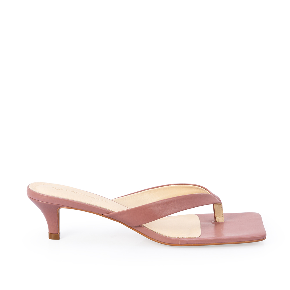 MULE BICO QUADRADO ROSA MALVA DE COURO image number 0