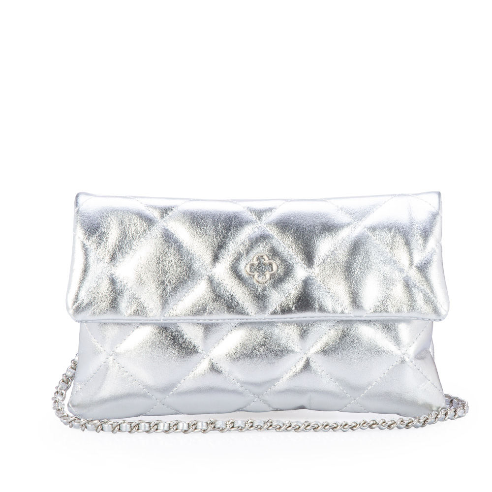BOLSA PEQUENA PRATA METALIZADA DE COURO MATELASS&Ecirc; SHOULDER BAG image number 0