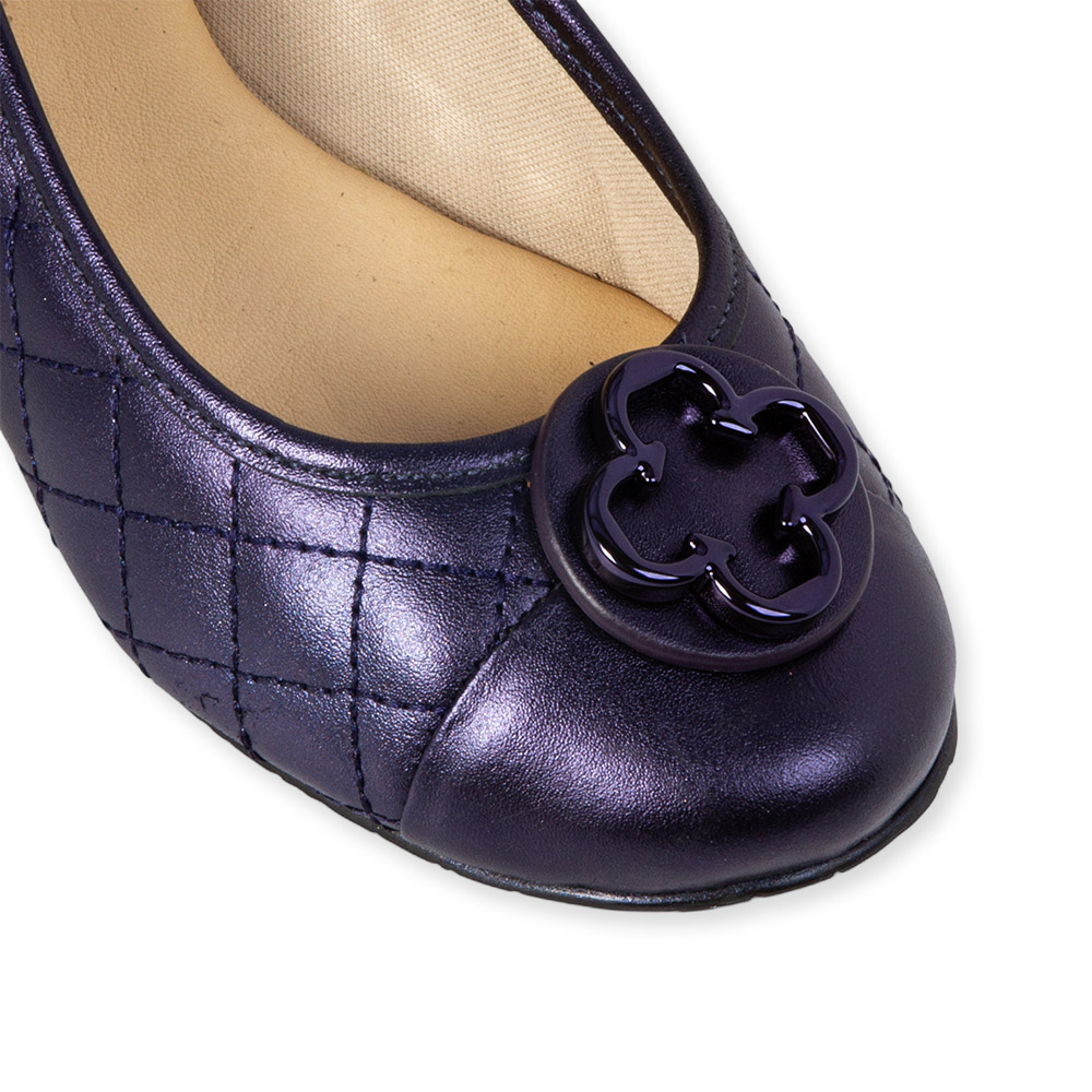 SAPATILHA INFANTIL DE COURO MARINHO AZZURRO METALIZADA MATELASS&Ecirc; CATHERINE image number 2