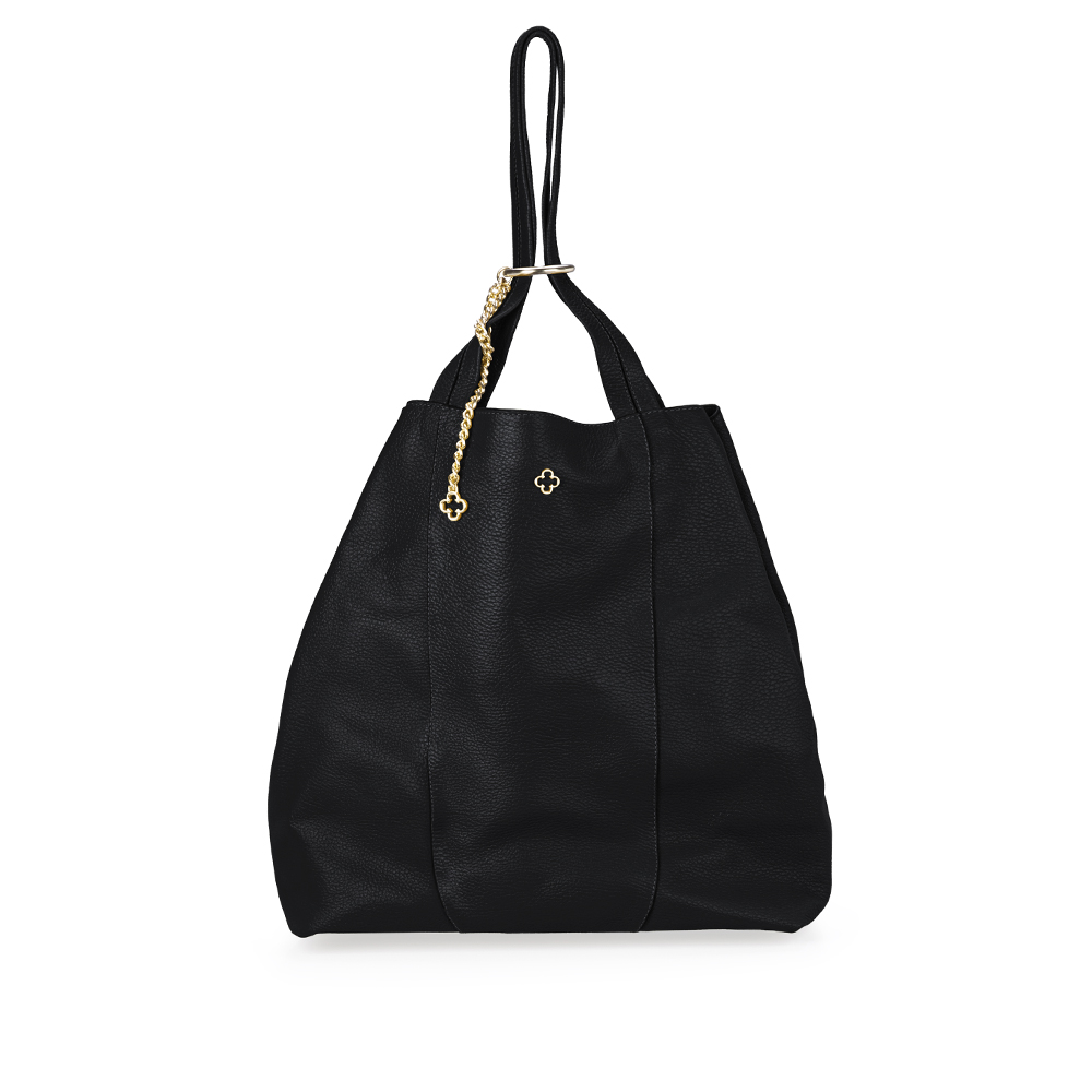 BOLSA PRETA DE COURO SHOPPER VIRA BUCKET image number 1