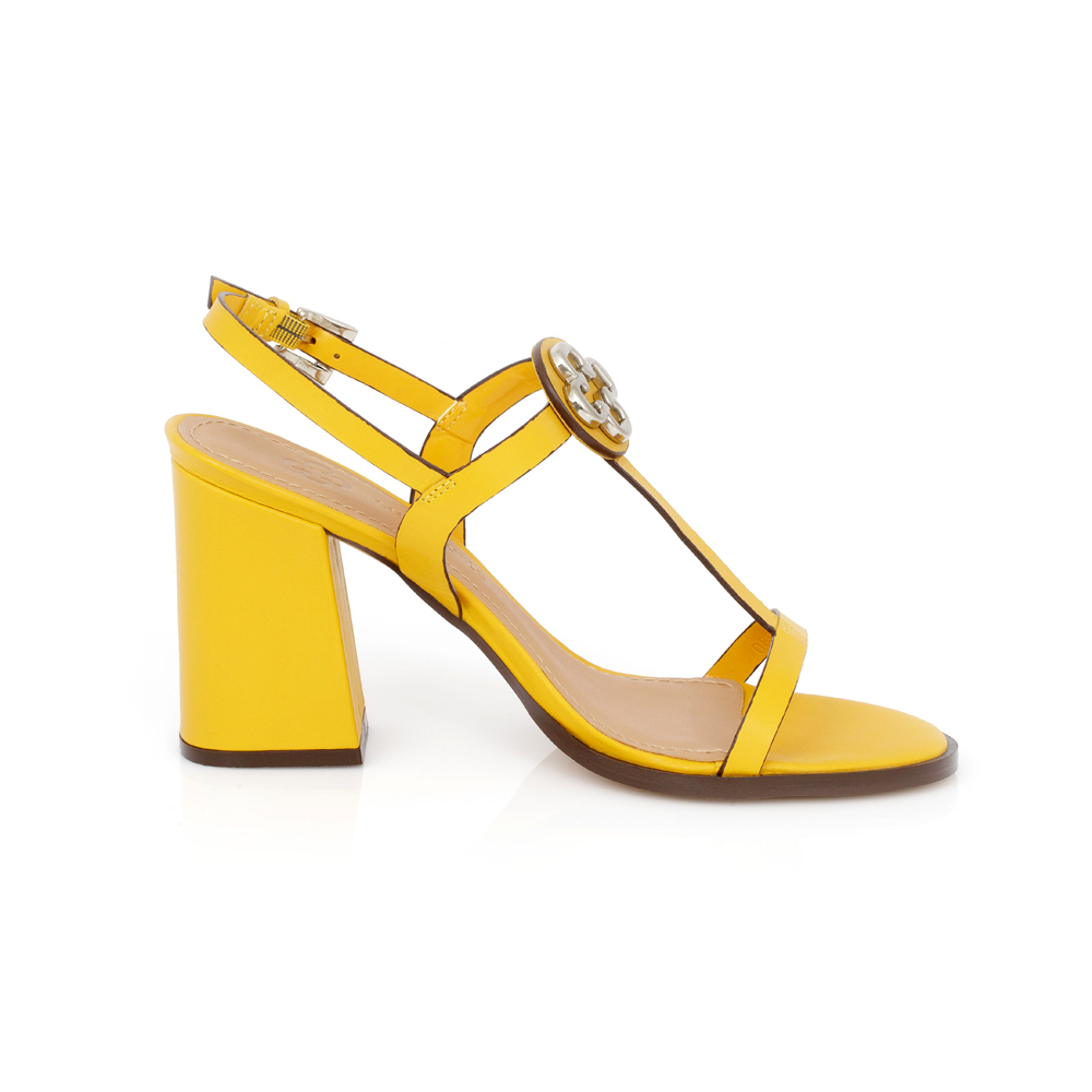 SAND&Aacute;LIA SALTO ALTO AMARELO DAMASCO DE COURO image number 0