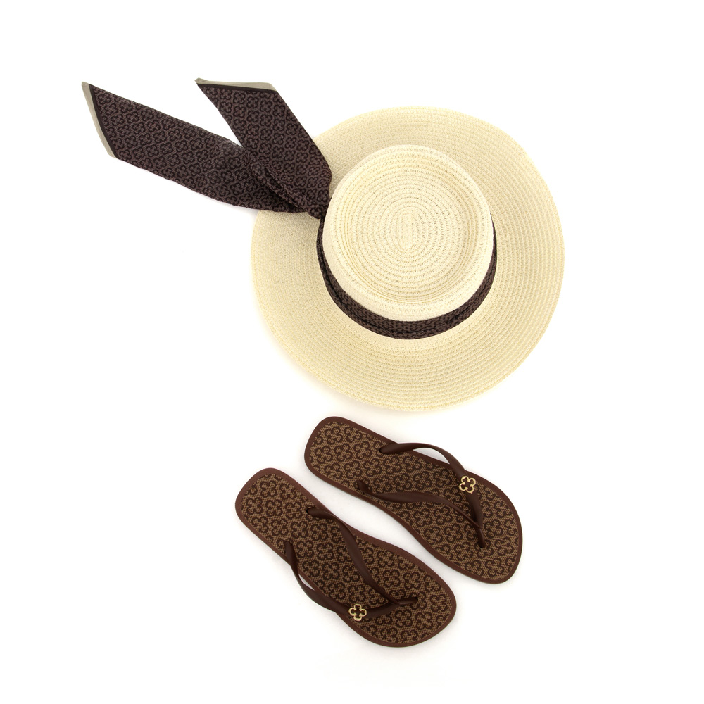 KIT CHINELO E  CHAP&Eacute;U MARROM &Eacute;BANO image number 1