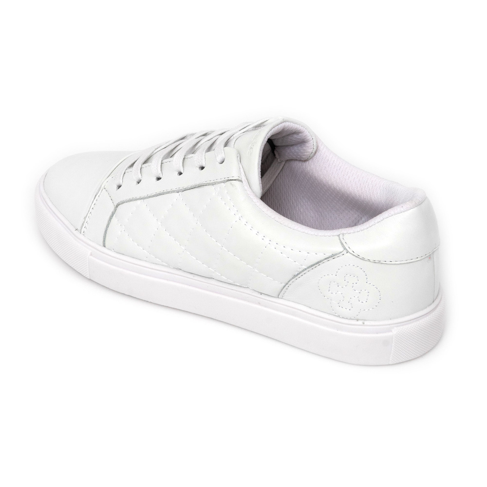 TÊNIS FEMININO BRANCO DE COURO MATELASSÊ AMARRAÇÃO image number 2