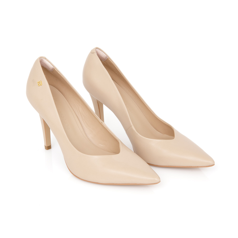 SCARPIN NUDE SEDA SALTO ALTO FINO DE COURO image number 1