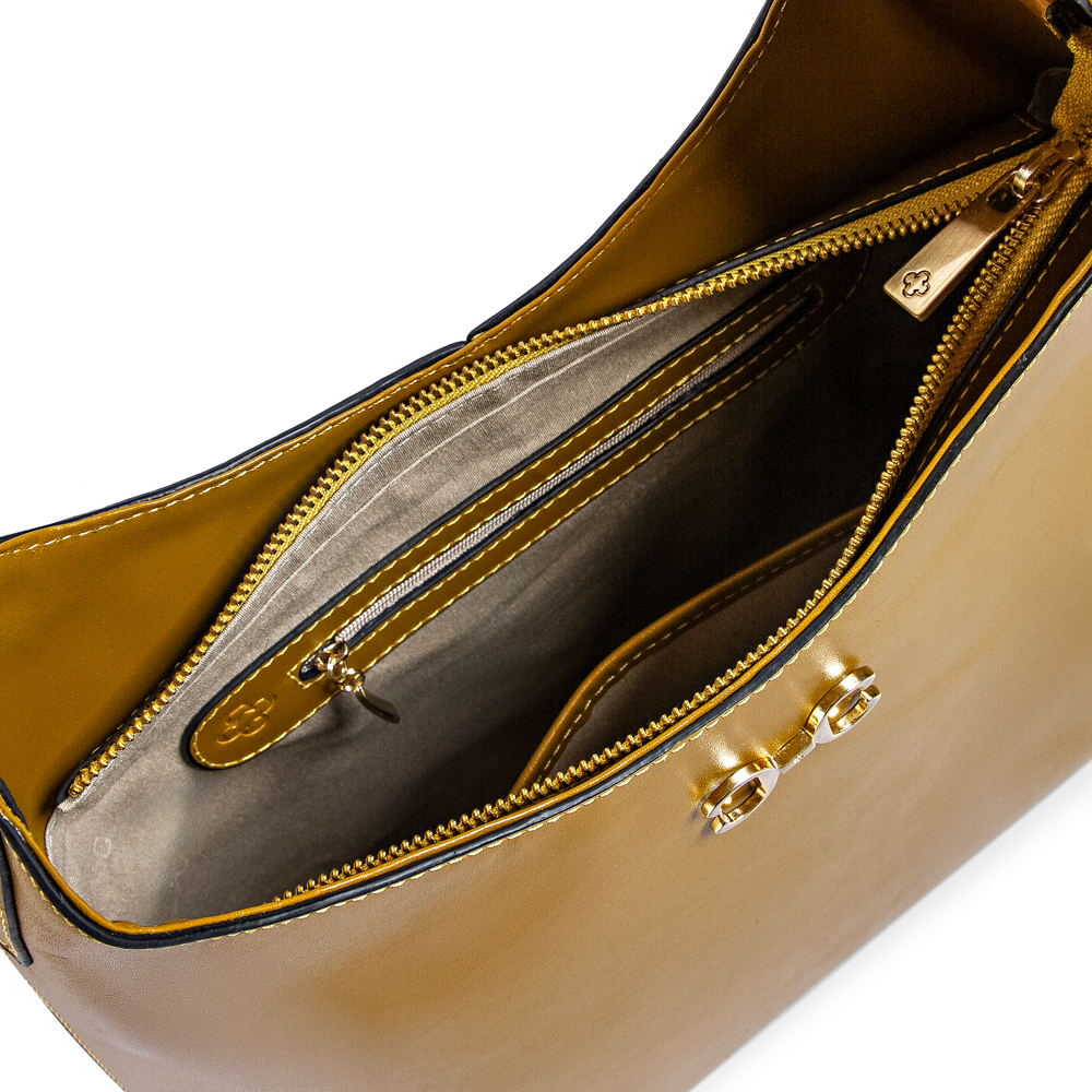 BOLSA HOBO DE COURO AMARELO CITRINO image number 4