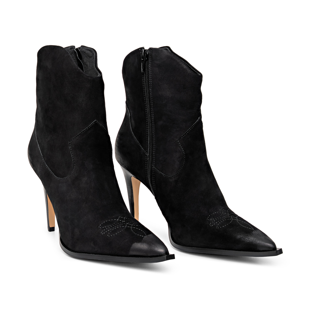 BOTA SALTO ALTO E FINO PRETA COURO NOBUCK image number 1