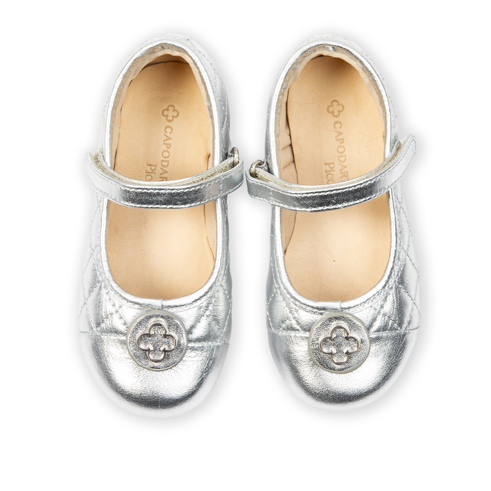 SAPATILHA BEB&Ecirc; DE COURO PRATA CATHERINE image number 4