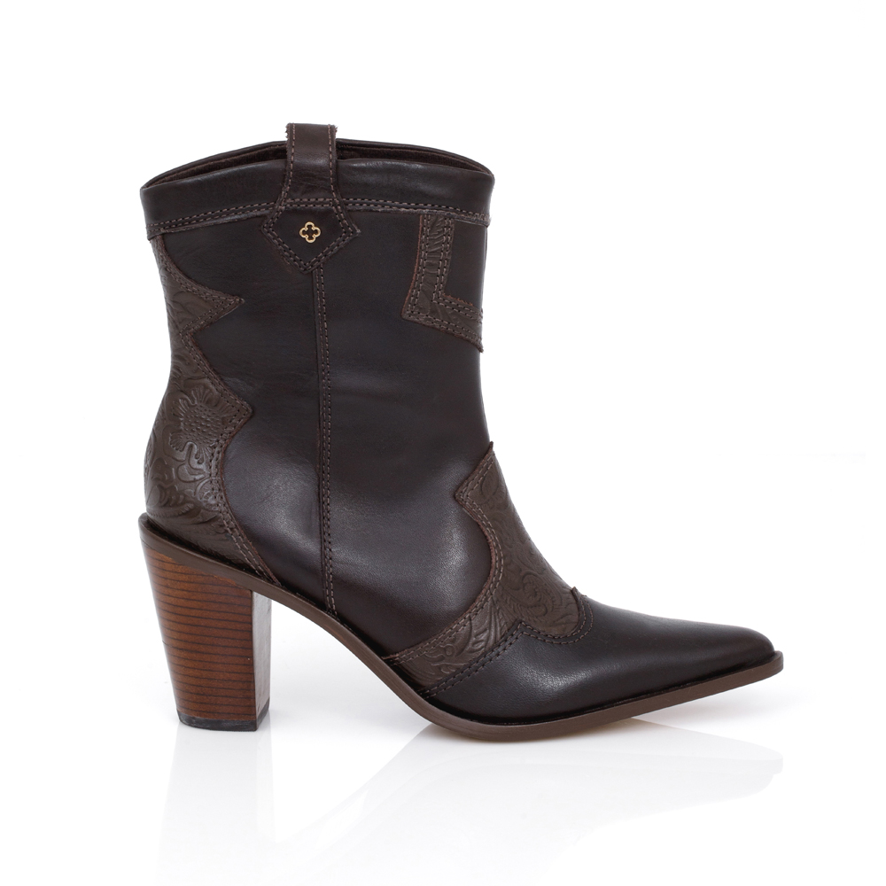 BOTA WESTERN MARROM DE COURO FLORATTA image number 0