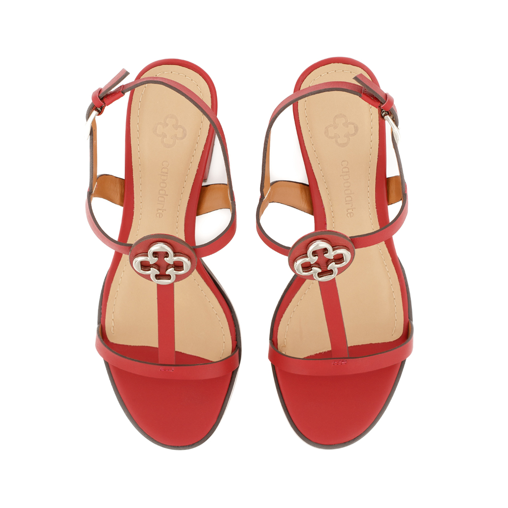 SANDÁLIA SALTO ALTO VERMELHO MERLOT DE COURO image number 4