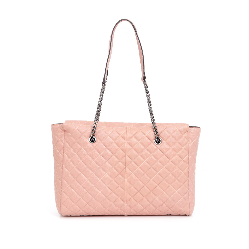 BOLSA MÉDIA COURO MATELASSÊ ROSA image number 2