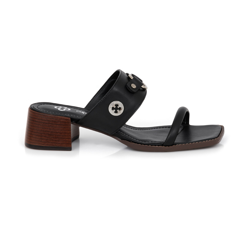 MULE PRETA DE COURO BICO QUADRADO image number 0