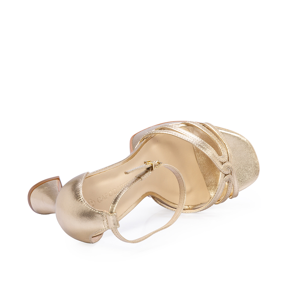 SAND&Aacute;LIA SALTO ALTO MEIA PATA DOURADA METALIZADA DE COURO image number 4