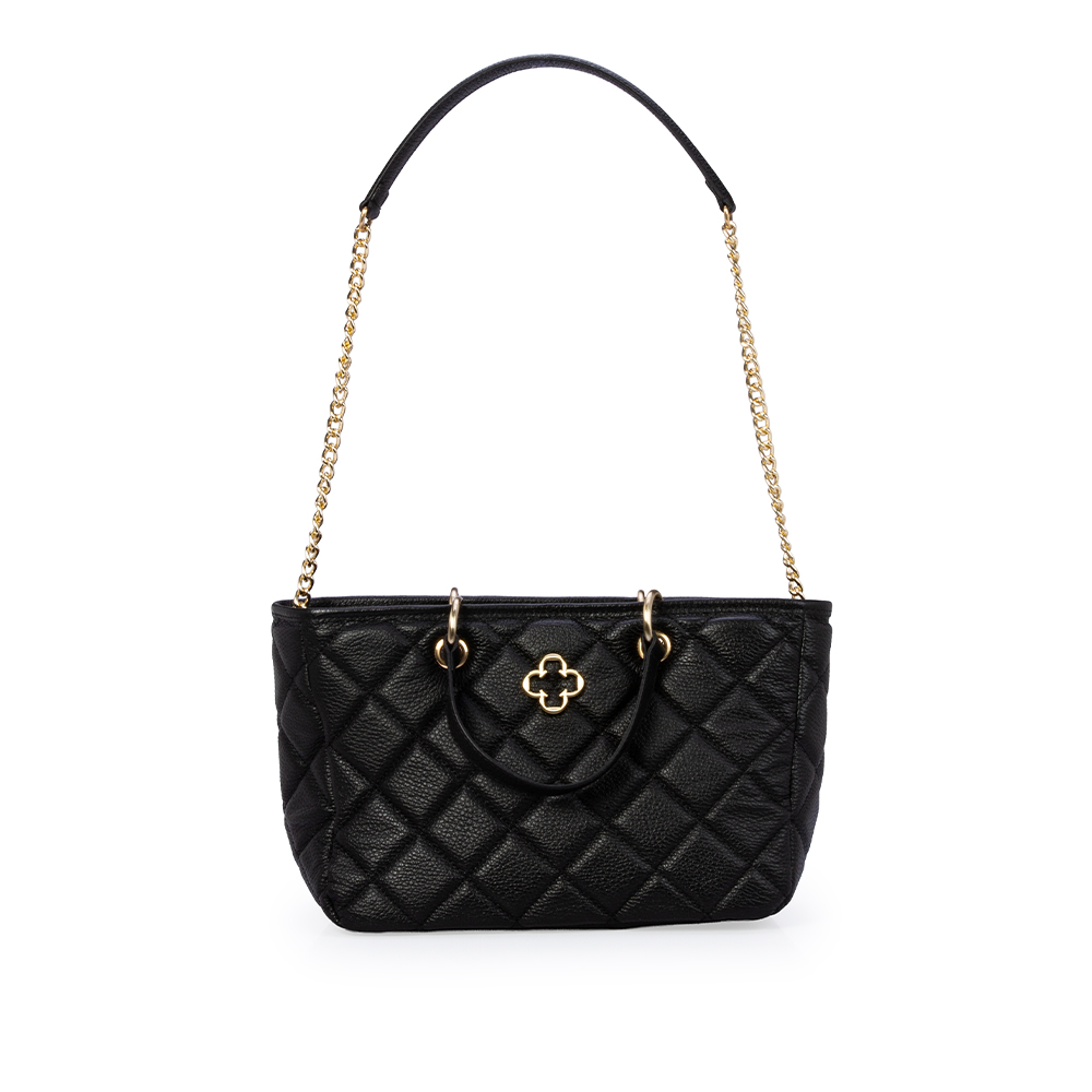 BOLSA TOTE PRETA DE COURO MATELASS&Ecirc; image number 1