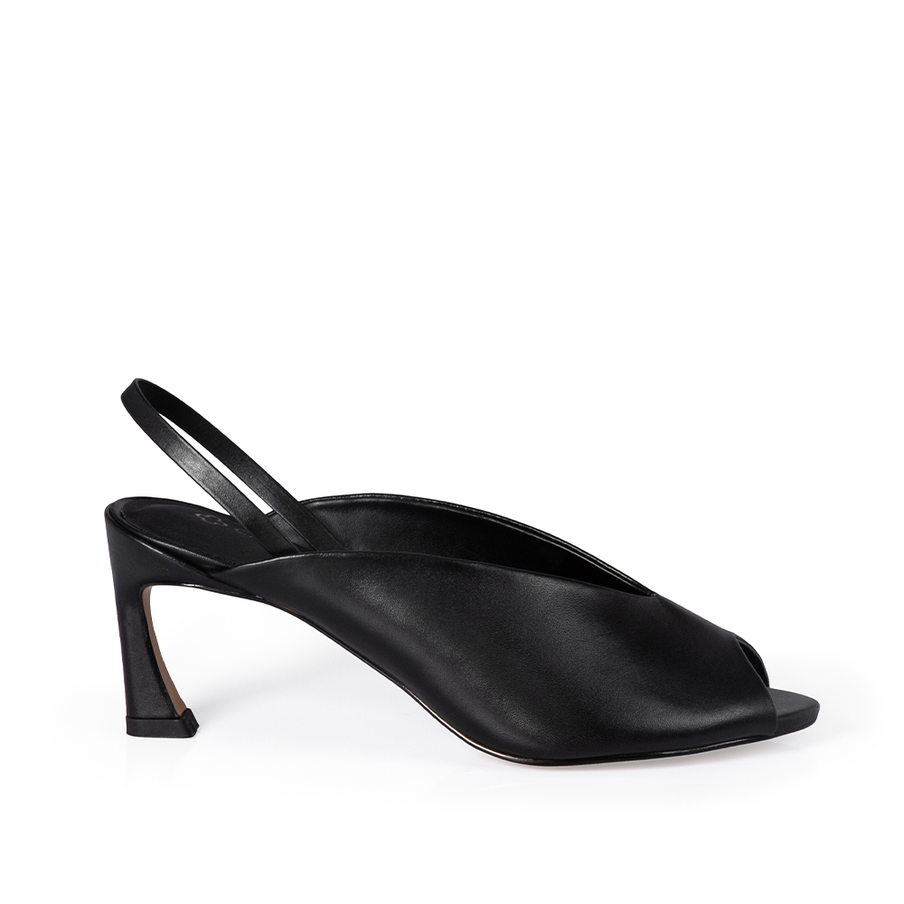 SANDÁLIA PEEP TOE PRETA DE COURO image number 0