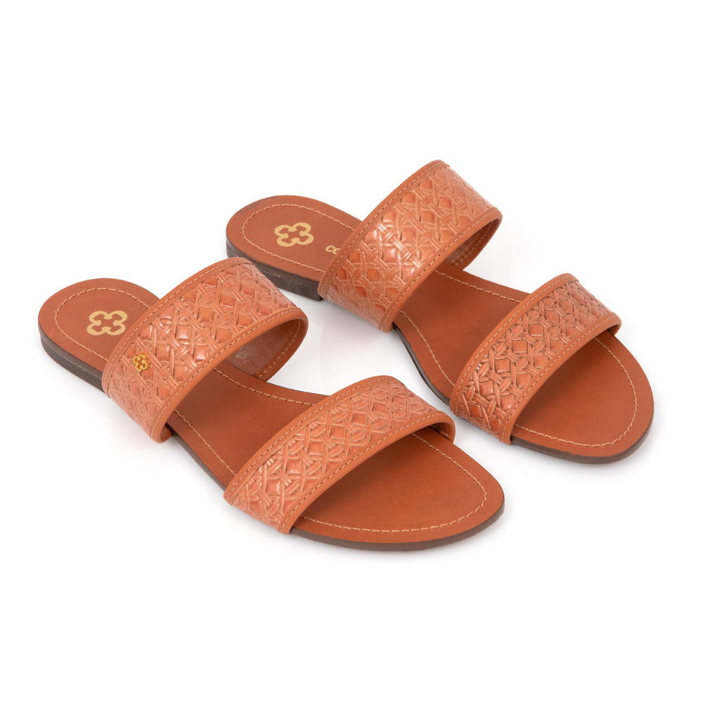 CHINELO RASTEIRA CARAMELO COURO CROCHET image number 1