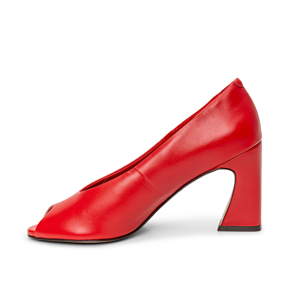 PEEP TOE VERMELHO RUBI SALTO ALTO DE COURO image number 2