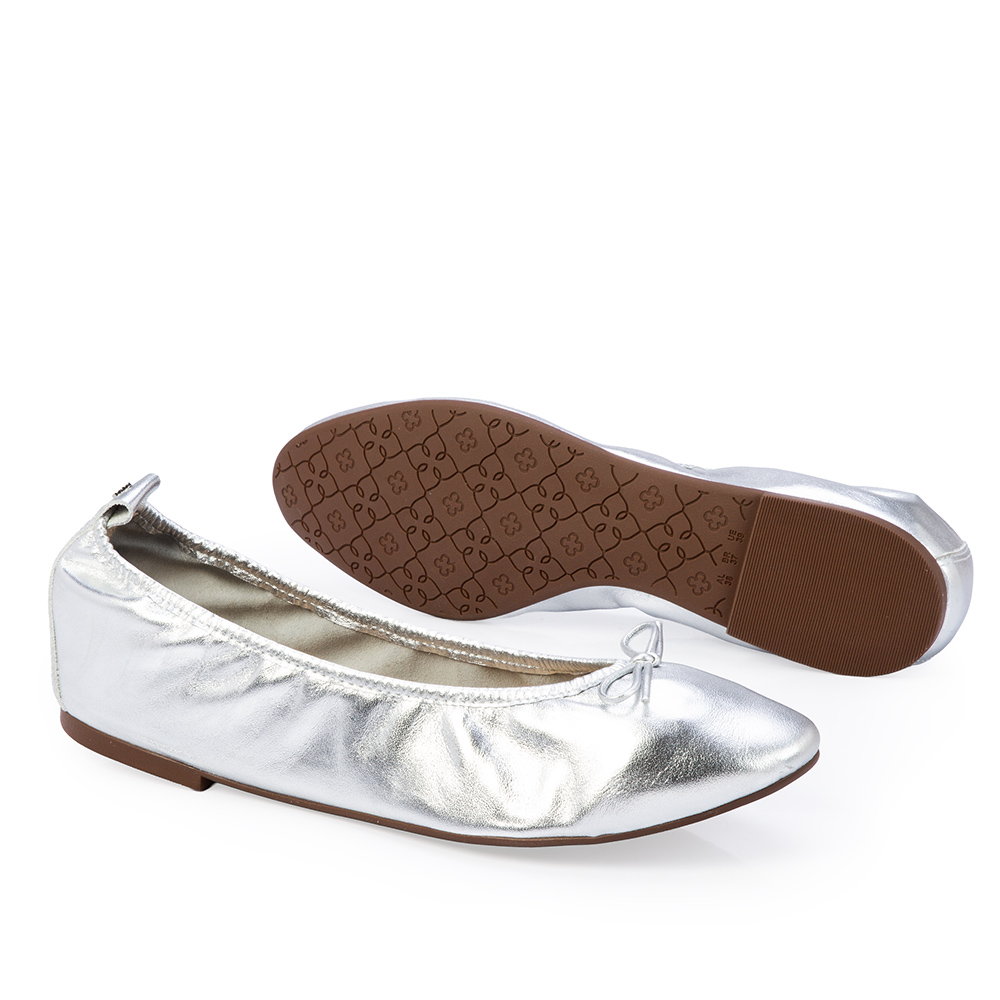 SAPATILHA PRATA METALIZADA COURO LA&Ccedil;O image number 3
