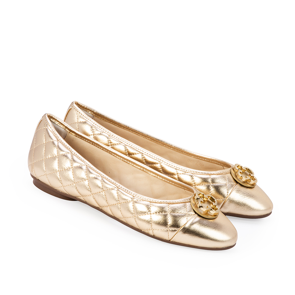 SAPATILHA DOURADA COURO BICO REDONDO CATHERINE image number 1