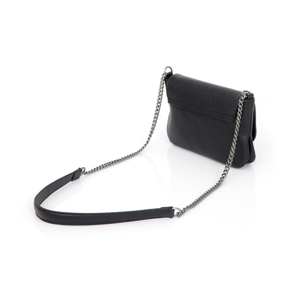 BOLSA PEQUENA DE COURO PRETA AL&Ccedil;A CORRENTE image number 2