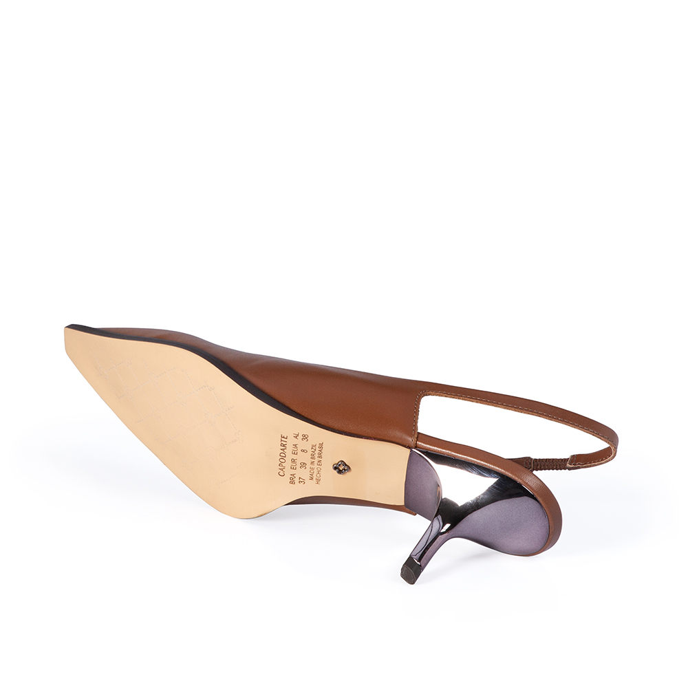 SCARPIN SLINGBACK MARROM MOGNO DE COURO image number 3