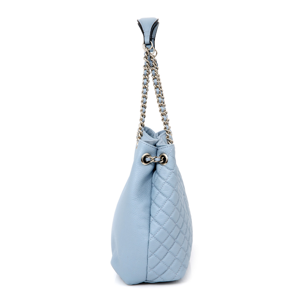 BOLSA M&Eacute;DIA AZUL CHIARO DE COURO MATELASS&Ecirc; CARINA image number 2